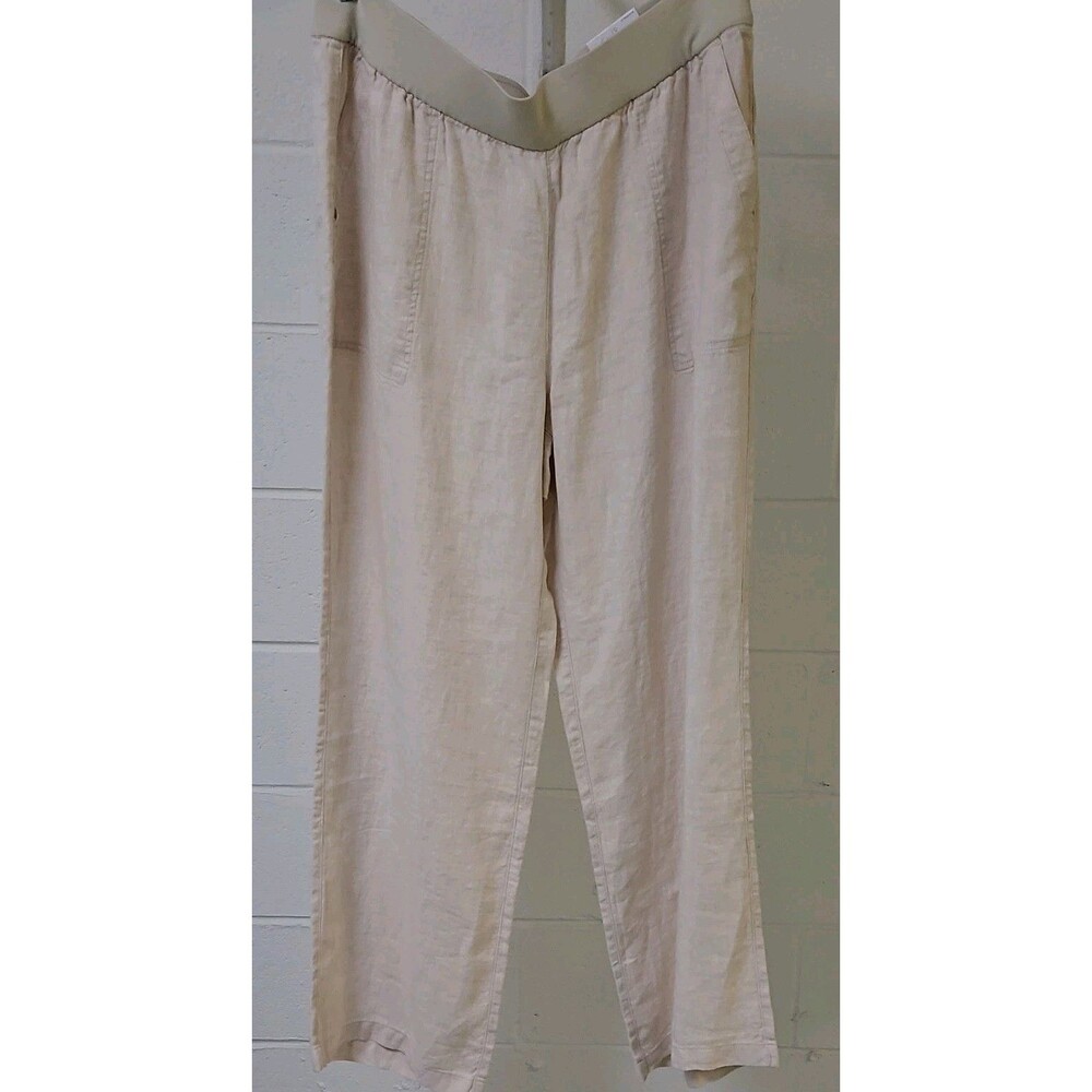 NWT Lands' High Rise Flax Linen Wide Leg Pants
